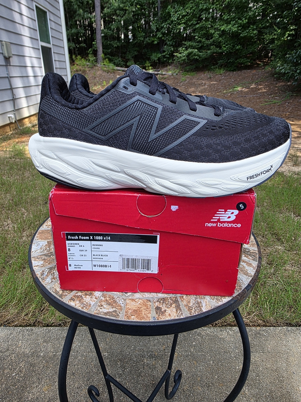 New Balance FF X 1080v14 W1080B14 Black Running Shoes Women Size 8 B Worn 1x Box